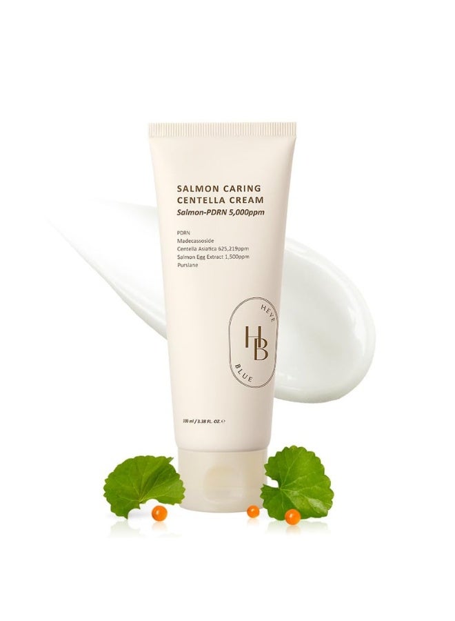 HEVEBLUE Salmon Caring Centella Cream - Salmon PDRN, Salmon Egg Extract, Centella, Madecassoside, Improve Skin Moisture Loss, Restore and Rejuvenate, Low Irritation, Korean Skincare, Valentine Gift - Image 1